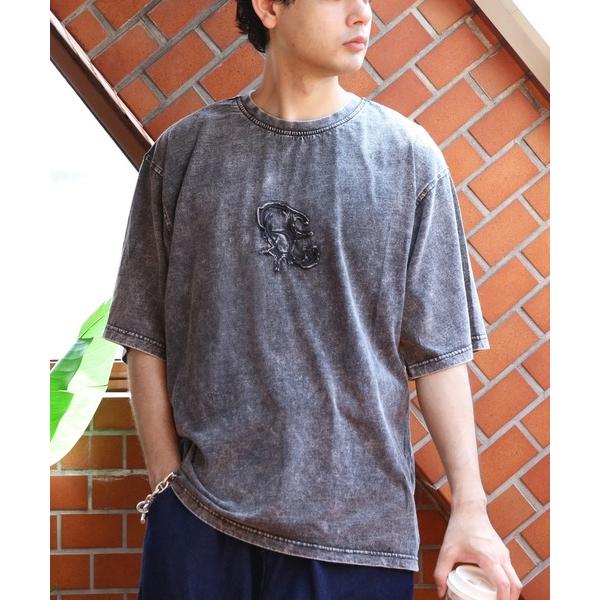tシャツ グランジ加工刺繍Tシャツ メンズ レディース