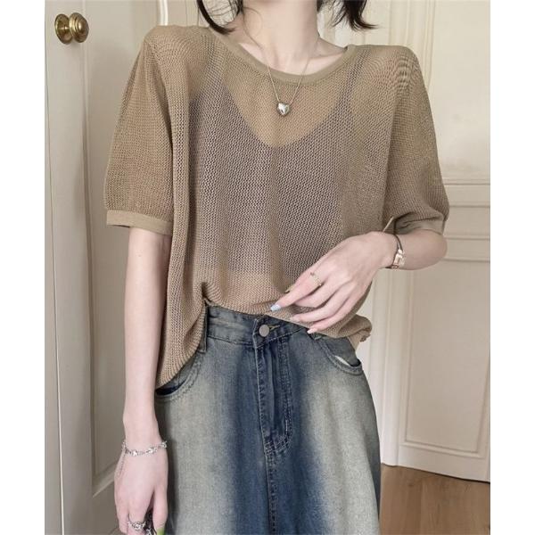 ブラウス シャツ バック見せデザイン　シアートップス レディース