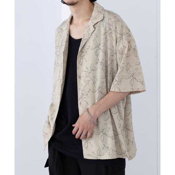 シャツ 「HAUS」ドローイングフラワーオープンカラーシャツ 252-3610 メンズ