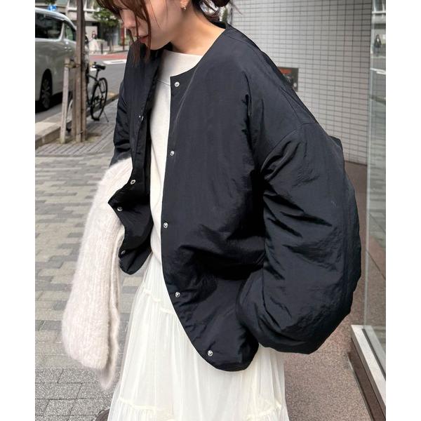 ダウンコート ダウンジャケット ノーカラーオーバーサイズ中わたブルゾン レディース