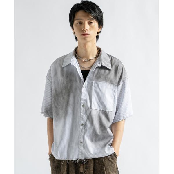 シャツ Vintage Design Cutoff Stripe Shirts - ヴィンテージデザ...