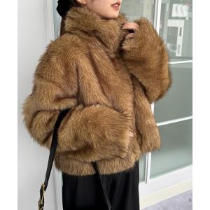 ブルゾン アウター MIXカラーショート丈フェイクファーブルゾン レディース