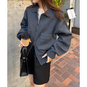 カーディガン ダブルジップ襟付きニットブルゾン レディース