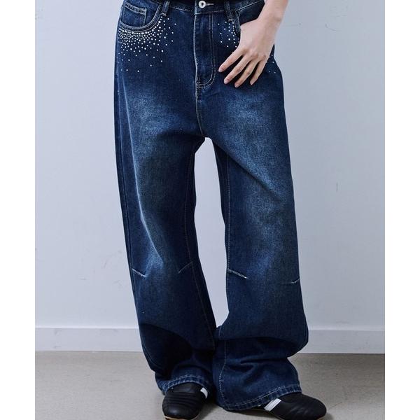 ジーンズ デニム デニムパンツ PLACE STUDIO／CUBIC ポケットパンツ レディース