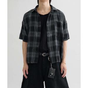 シャツ 「EPNK」Tie-dye cut off half check shirt / タイダイカットオフハーフチェックシャツ メンズ レディース