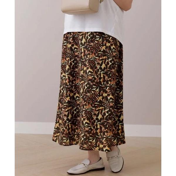 スカート リーフ柄プリントスカート