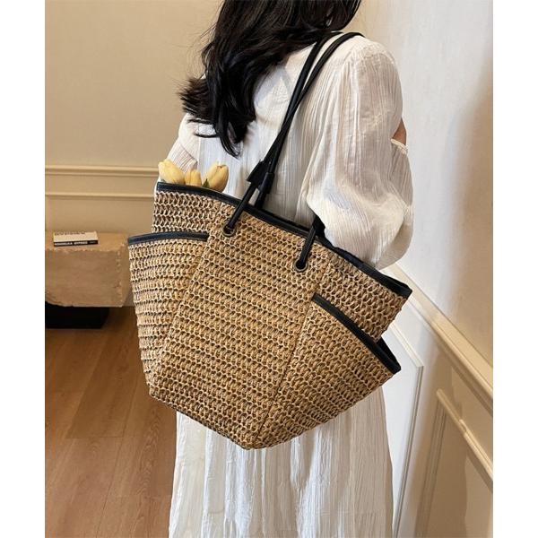 かごバッグ カゴバッグ かご素材ショルダートートバッグ