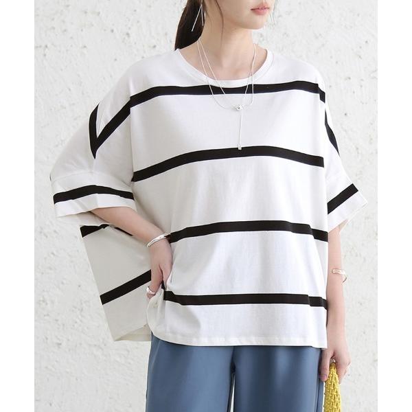 tシャツ ボーダー柄クルーネックカットソー レディース