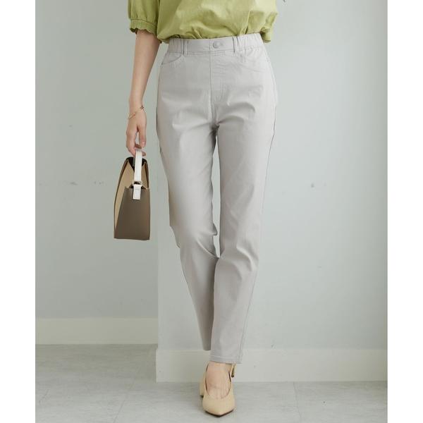 パンツ 冷感ピケストレッチ素材スリムパンツ７０丈 レディース