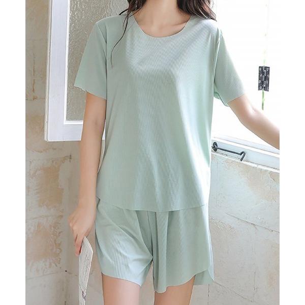 パジャマ ルームウェア 接触冷感 上下セット ソフトタッチリブルームウェア レディース