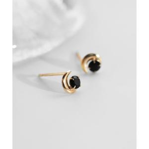 ピアス 天然石×ムーンピアス「K10」 レディース