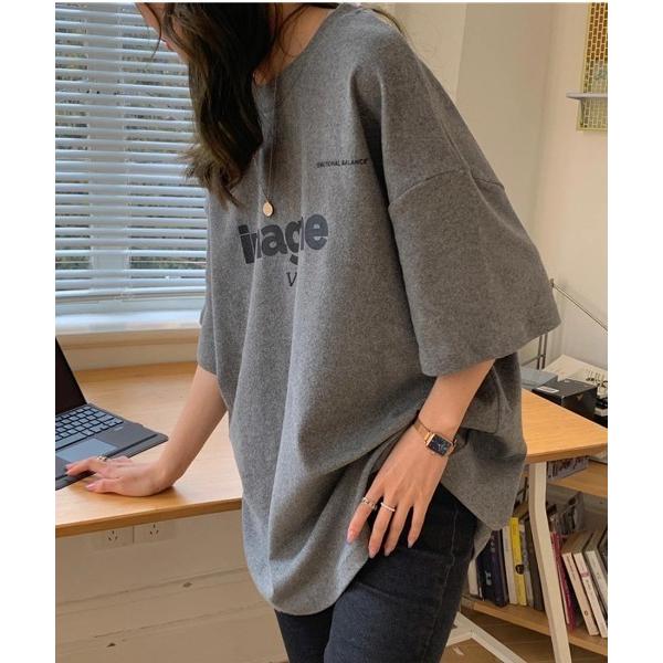 tシャツ 半端丈がイマドキシルエット。シンプルなのにオシャレ見え春先ドリロゴTシャツ レディース