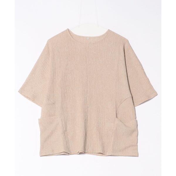 tシャツ シャイニー楊柳ポケット使いプルオーバー レディース