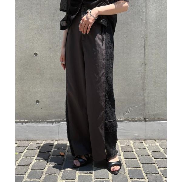 スラックス パンツ 「＆g'aime」レースMIXラインパンツ　Lace-Panel Track P...