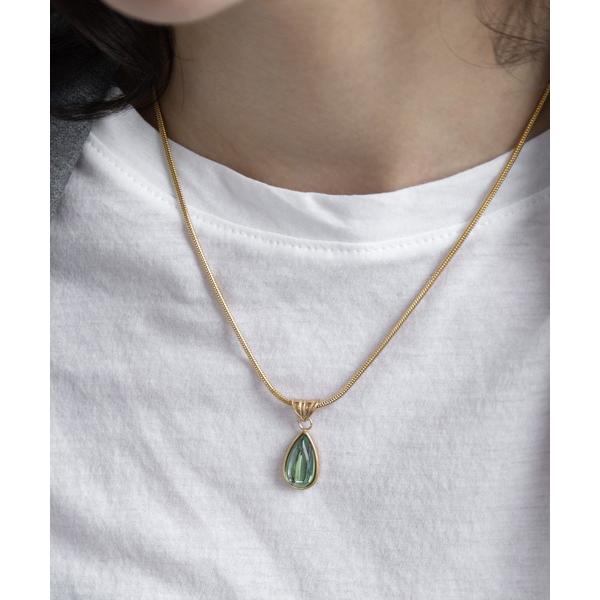 ネックレス 金属アレルギー対応 しずく型ガラスペンダント レディース