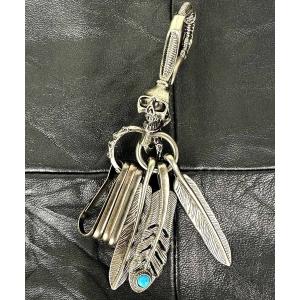 キーケース フェザー キーリング スカルフック キーホルダー  ストリート スケーター アメカジ