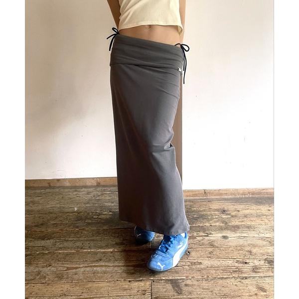 スカート 「FLW MADE」折り返しスウェットロングタイトスカート