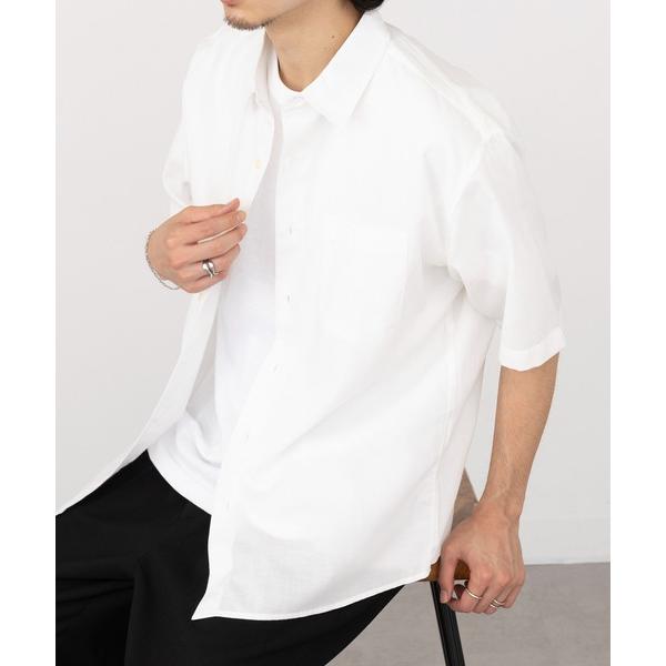 シャツ 「A by MAGASIN DE MODE」「つぶし衿」無地リネンブレンド無地RGシャツ(A...