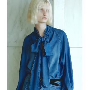 ブラウス シャツ デニムボウブラウス レディース
