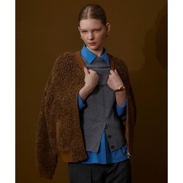 ブルゾン アウター ニットボアブルゾン レディース