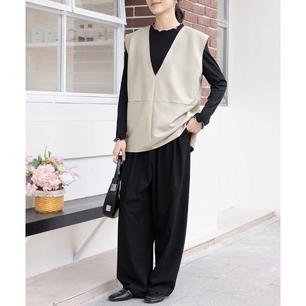ベスト ジレ 深めVネックオーバーサイズベスト レディース
