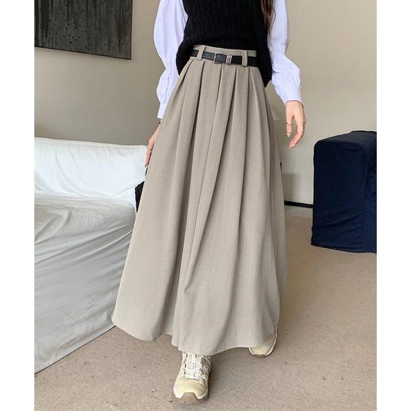 スカート 「on:nue」ハイウエストタックフレアロングスカート /2025 AW COLLECTI...