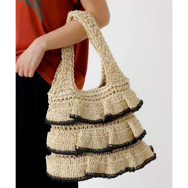トートバッグ バイカラー ペーパーフリル トートバッグ / 雑材バッグ レディース