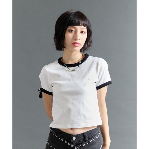tシャツ BUCKLE BELT RINGER TEE レディース