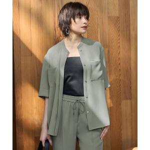 ブラウス シャツ ライトダブルクロス バンドカラーブラウス レディース