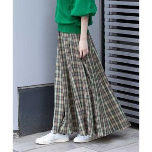 スカート オンブレチェックフレアスカート