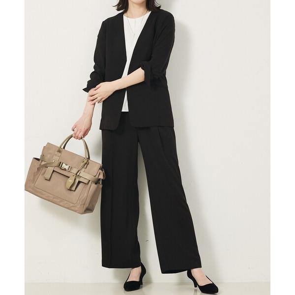 ジャケット ノーカラージャケット 「２点セットアップ/エニデイカセット・サマー」ジョーゼット ジャケ...