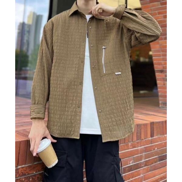 シャツ ポケット付き ワッフルシャツジャケット メンズ レディース