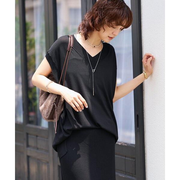 ニット セーター 「ひんやりタッチ・セットアップ対応可」レーヨン混バックテールニット レディース