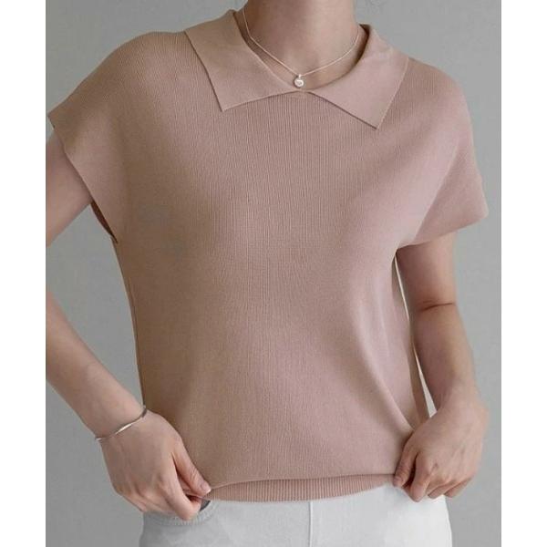 ポロシャツ ポロ ポロ襟サマーニットトップス レディース