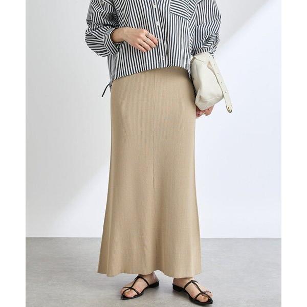 スカート 「ひんやりタッチ/セットアップ対応可」レーヨン混ナローフレアスカート