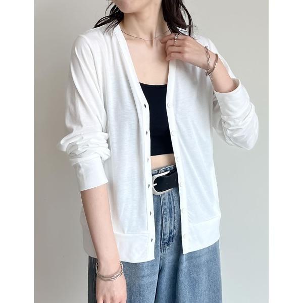 カーディガン 「UVカット」天竺Vネックカーディガン レディース