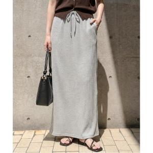 ロング スカート 夏 楽ちんなのに、美シルエットのリラックスリブスカート/着回し自在/体系カバー/伸縮生地