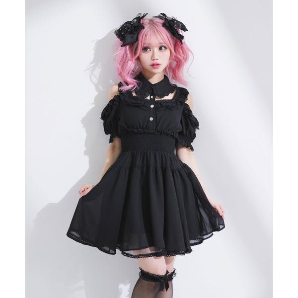 シャツワンピース ミニ丈/ロング丈肌魅せウエストシャーリングフレアシフォンワンピース「大きいサイズ有...