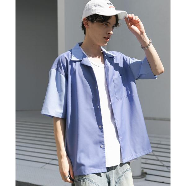 シャツ バイカラーオープンカラーショートスリーブシャツ メンズ