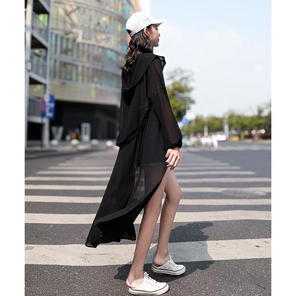 カーディガン シアーロングカーディガン レディース