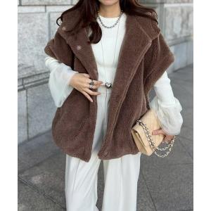 ポンチョ スタンドフーディ―ファーポンチョ レディース