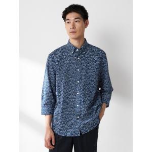 七分袖 シャツ ベア柄リップルシャツ（七分袖） メンズ