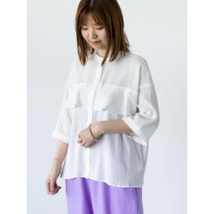 ブラウス シャツ 胸フリルバンドカラーシャツ レディース