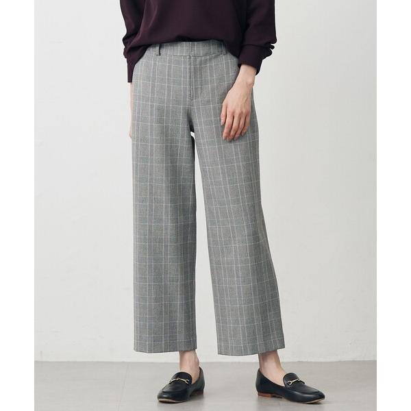 パンツ アルガンシルク チェック クロップド パンツ レディース