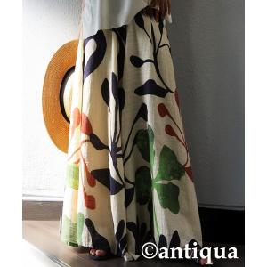 アンティカ antiqua ワイドパンツ パンツ ボタニカルフレアパンツ レディース