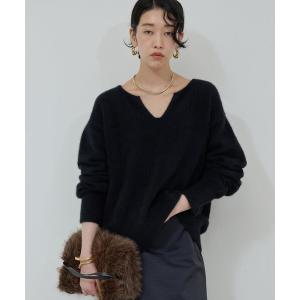 ニット セーター 「デコルテ美人ニット」ファーウールキーネックニット レディース