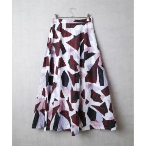 スカート 「PH1」「RIM.ARK」GEOMETRY PRINT FLARE SKIRT 460BAL31-0160