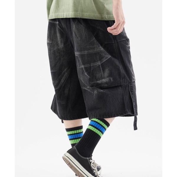 ジーンズ half denim pants/サイド紐ハーフデニムパンツ メンズ レディース