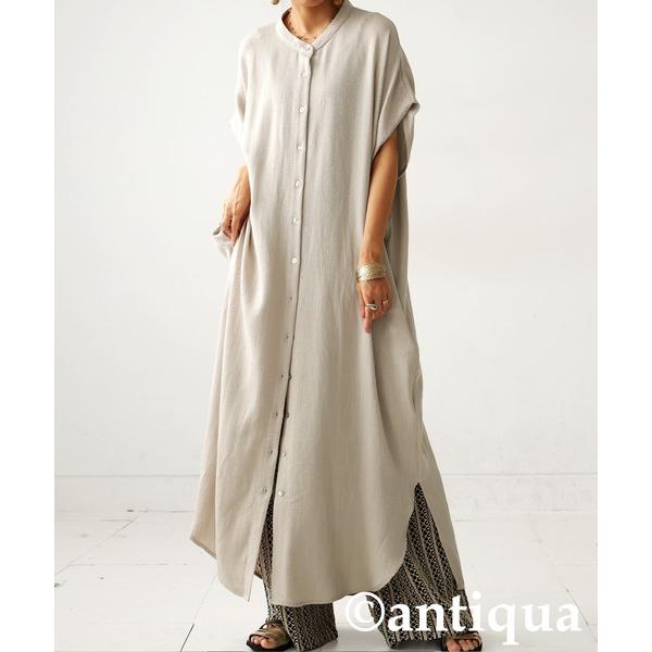 シャツワンピース リネンタッチシャツワンピース