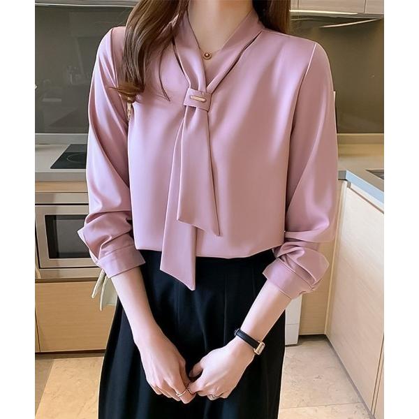 ブラウス シャツ blackdia ocean メタルバー ボウタイブラウス レディース